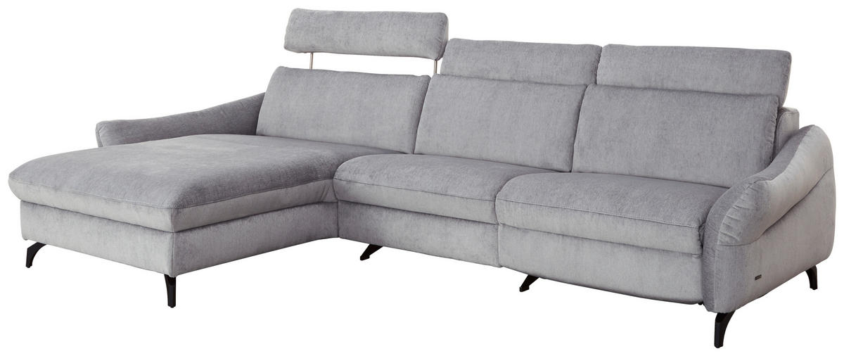 ECKSOFA in Chenille, Flachgewebe Hellgrau  - Anthrazit/Hellgrau, Design, Textil/Metall (179/306cm) - Himolla Komfortklass