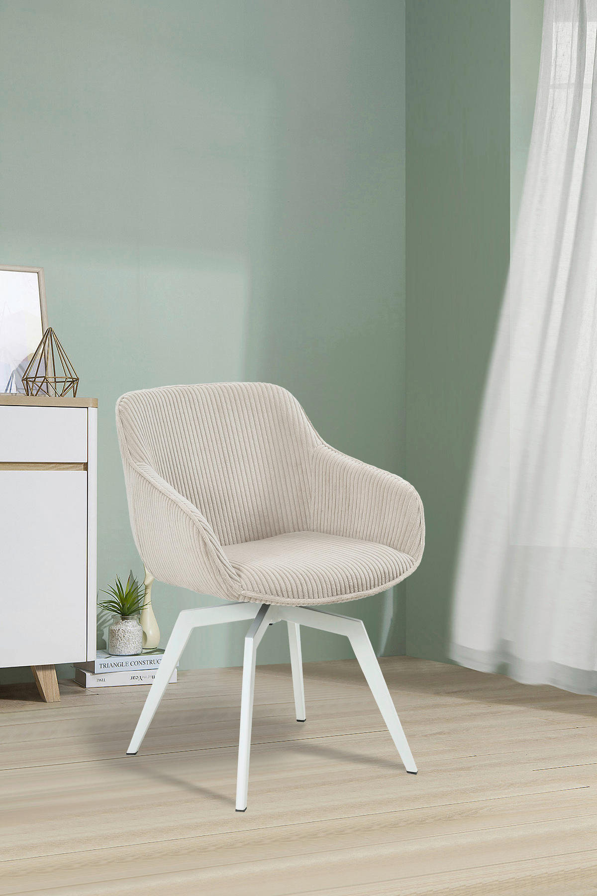 ARMLEHNSTUHL  in Eisen Cord  - Beige, MODERN, Textil/Metall (60/84/64cm) - Livetastic