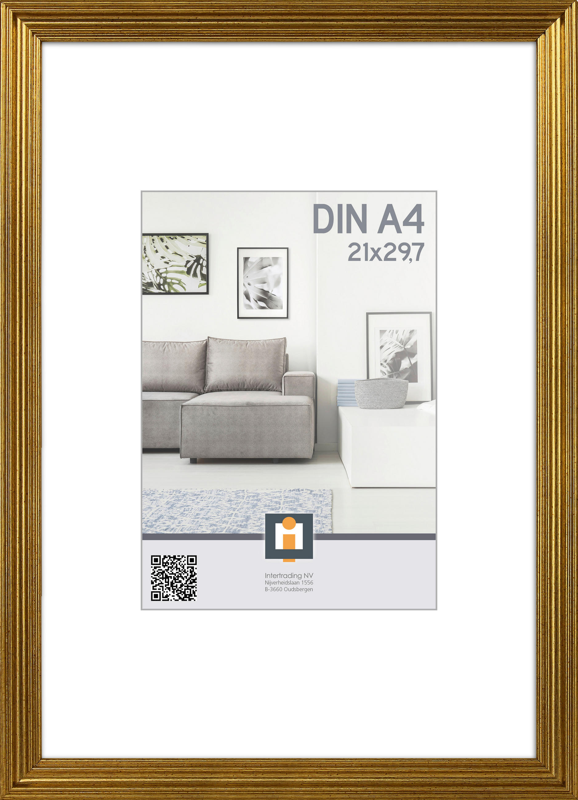 KÉPKERET  - aranyszínű, Basics, műanyag/üveg (23/32/1.2cm)