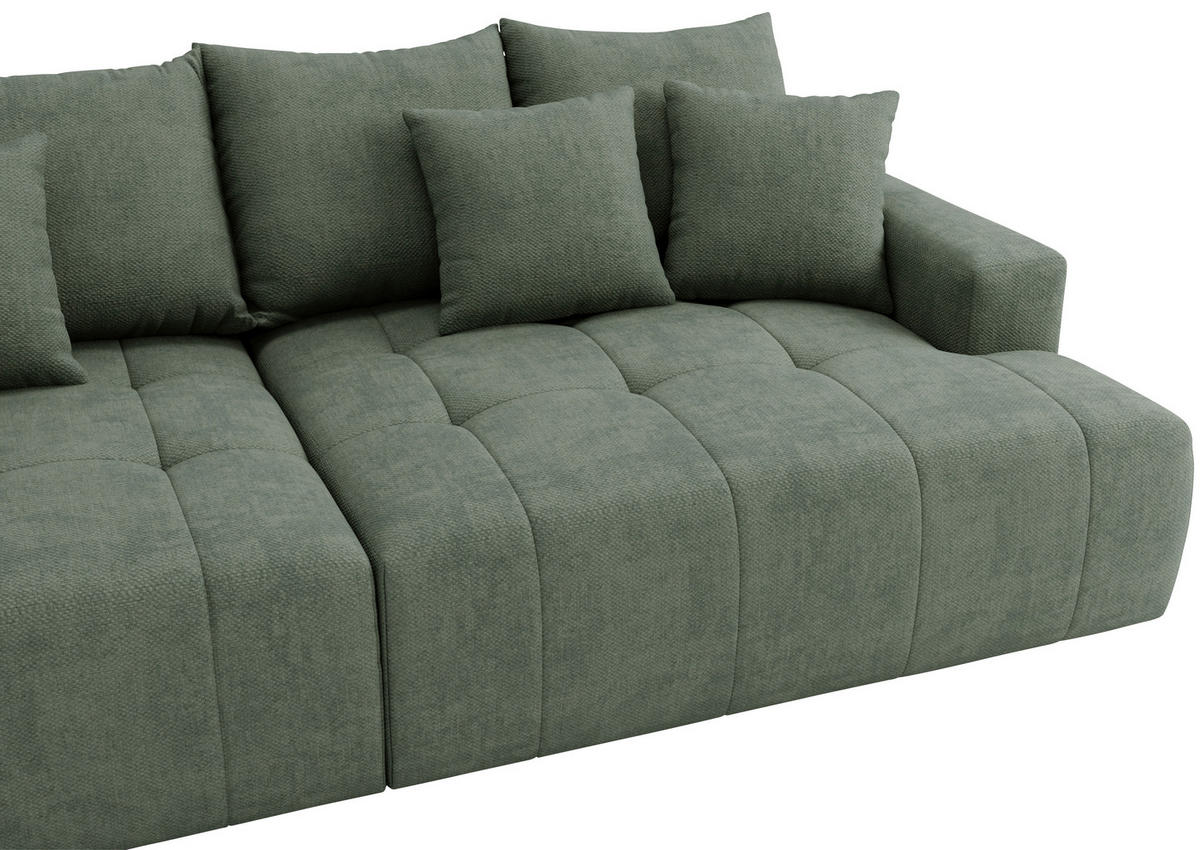 BIGSOFA ADELE Chenille Dunkelgrün  - Dunkelgrün/Schwarz, Design, Kunststoff/Textil (270/85/136cm) - Livetastic