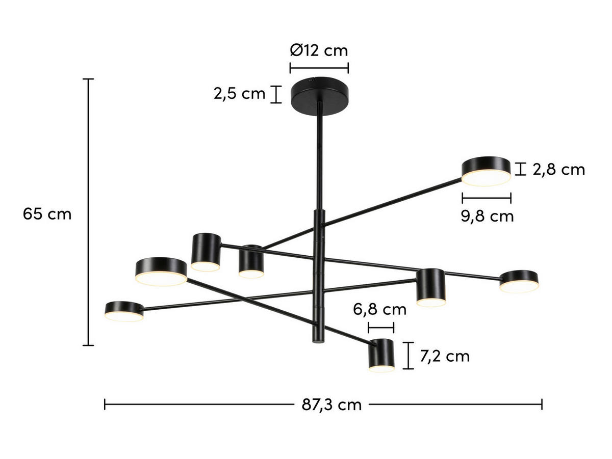 HÄNGELEUCHTE 87,3/65 cm   - Schwarz, Design, Kunststoff/Metall (87,3/65cm) - Collet's Monde