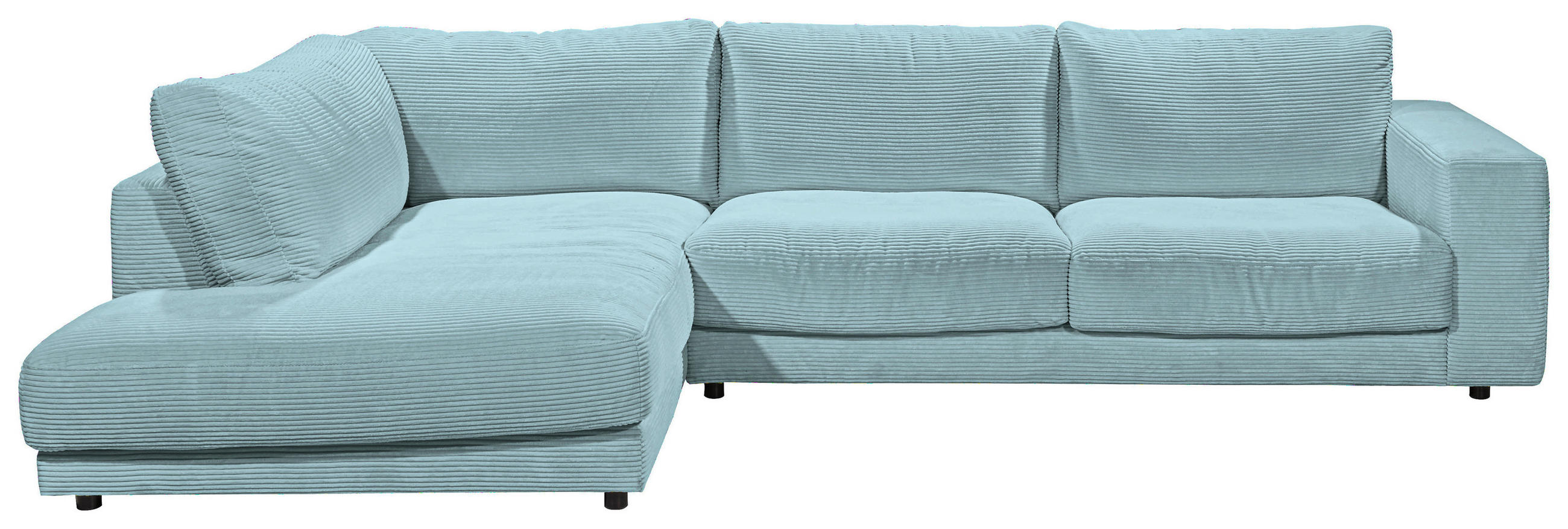 ECKSOFA in Cord Hellblau  - Schwarz/Hellblau, Design, Kunststoff/Textil (224/325cm) - Hom`in