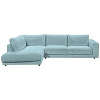 ECKSOFA in Cord Hellblau  - Schwarz/Hellblau, Design, Kunststoff/Textil (224/325cm) - Hom`in