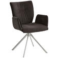 Armlehnstuhl drehbar  Typenauswahl, inklusive Armlehnen Lederlook, Velours, Mikrofaser  Anthrazit  - Anthrazit/Silberfarben, Design, Textil/Metall (55/89/61cm) - Dieter Knoll
