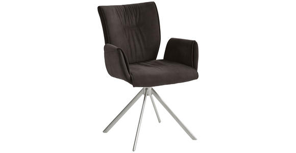 Armlehnstuhl drehbar  Typenauswahl, inklusive Armlehnen Lederlook, Velours, Mikrofaser  Anthrazit  - Anthrazit/Silberfarben, Design, Textil/Metall (55/89/61cm) - Dieter Knoll