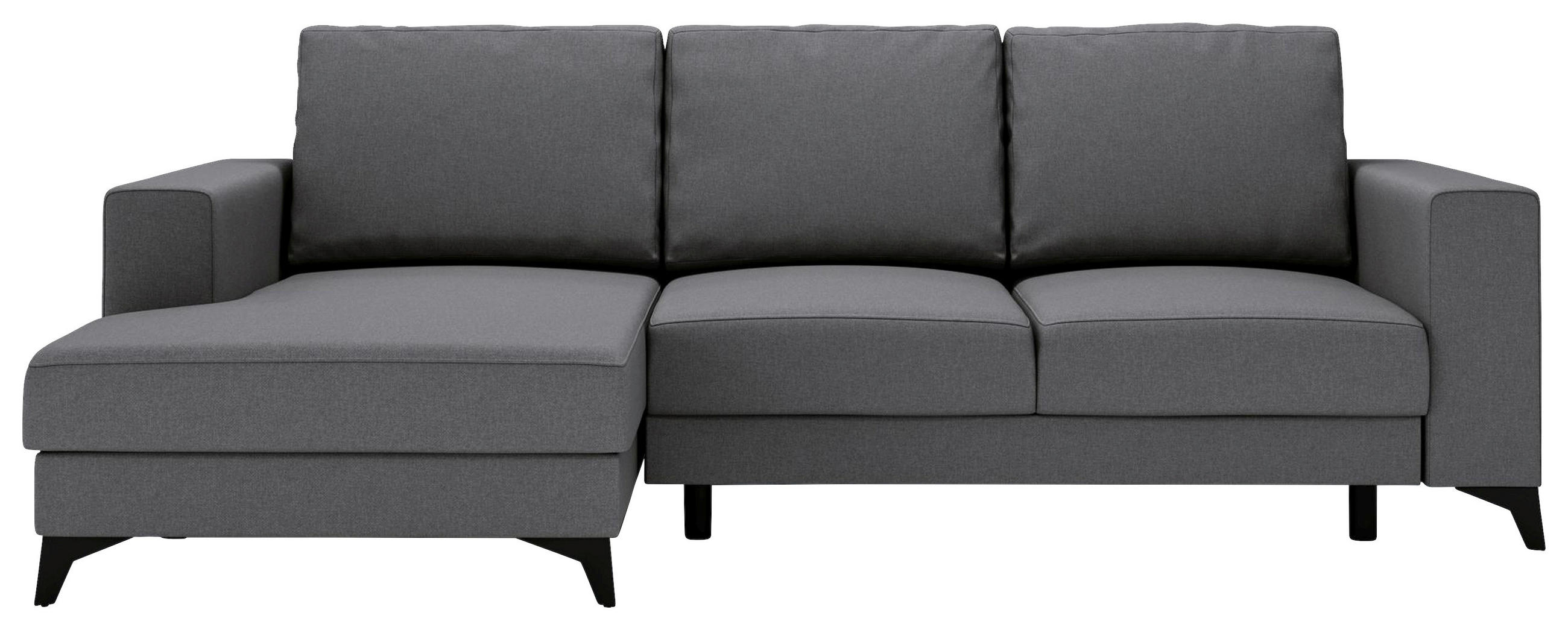 ECKSOFA Flachgewebe Grau  - Schwarz/Grau, Design, Textil/Metall (156/244cm) - Livetastic