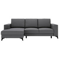 ECKSOFA Flachgewebe Grau  - Schwarz/Grau, Design, Textil/Metall (156/244cm) - Livetastic