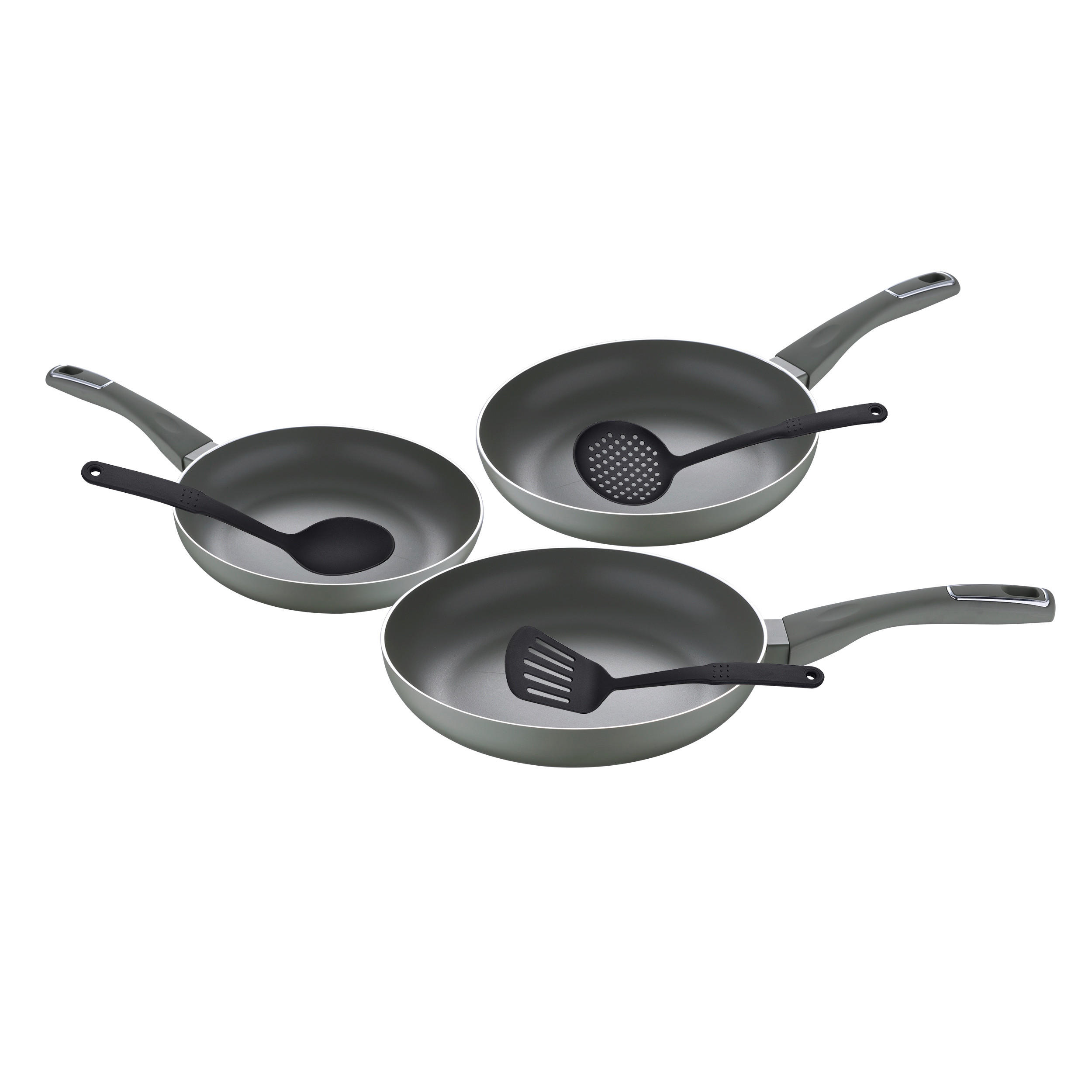 PFANNENSET Aluminium 6-teilig  - Grün, Basics, Metall