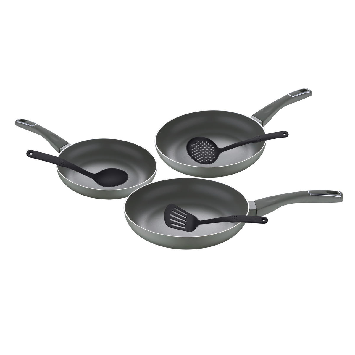 PFANNENSET Aluminium 6-teilig  - Grün, Basics, Metall