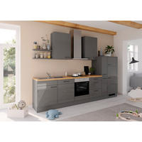 KÜCHENLEERBLOCK 330 cm   in Graphitfarben  - Eichefarben/Schwarz, Design, Holzwerkstoff/Metall (330cm) - Impuls