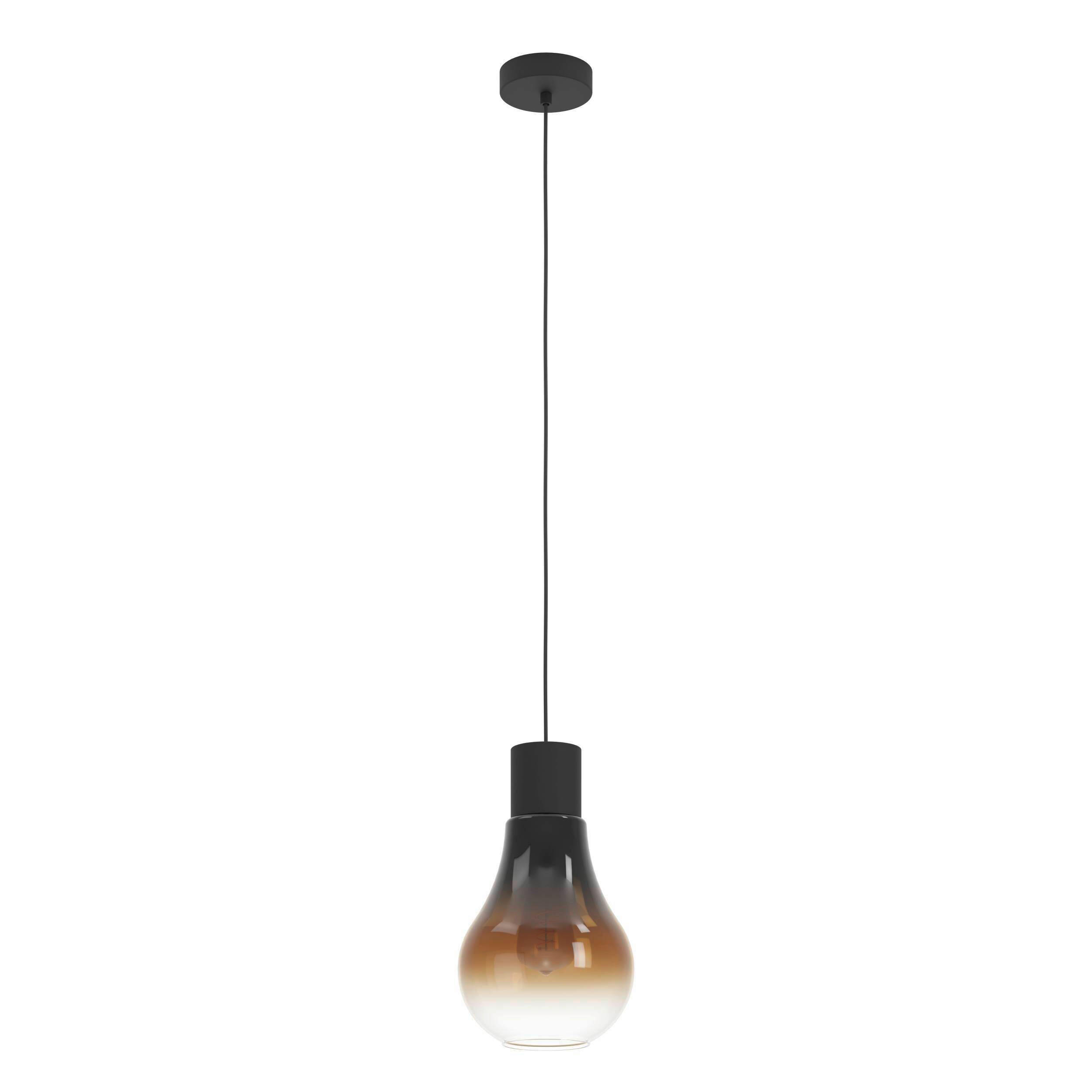 HÄNGELEUCHTE 20/110 cm   - Schwarz/Braun, KONVENTIONELL, Glas/Metall (20/110cm) - Eglo