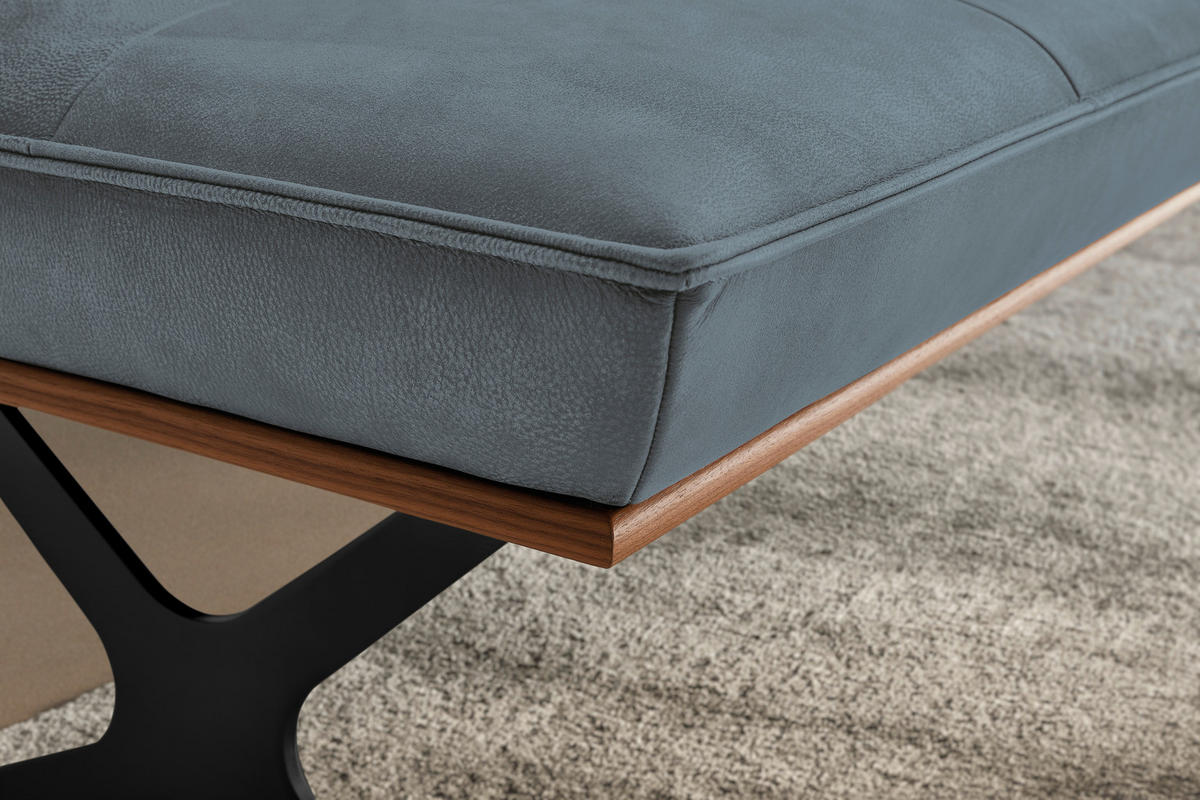 SITZBANK in Holz, Metall, Leder Schwarz, Graublau  - Graublau/Schwarz, Design, Leder/Holz (214/88/66cm) - Koinor
