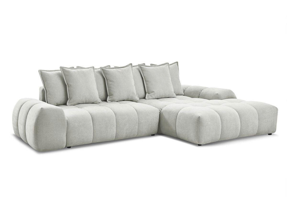 ECKSCHLAFSOFA EVEREST  mit Rücken echt, Armteil links, Armteil rechts Struktur Hellgrau  - Hellgrau/Schwarz, MODERN, Kunststoff/Textil (318/180cm) - Livetastic
