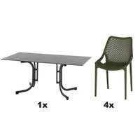 GARTENGARNITUR 4-teilig Stahl  - Anthrazit/Grün, Basics, Kunststoff/Metall (90/81/160cm) - Siena Garden