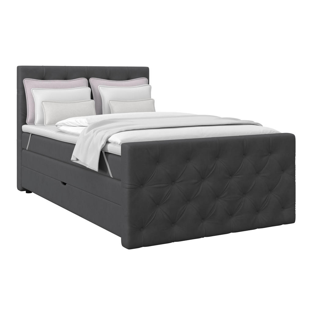 Boxspringbett Elio Graphitfarben 140x200 Cm H3