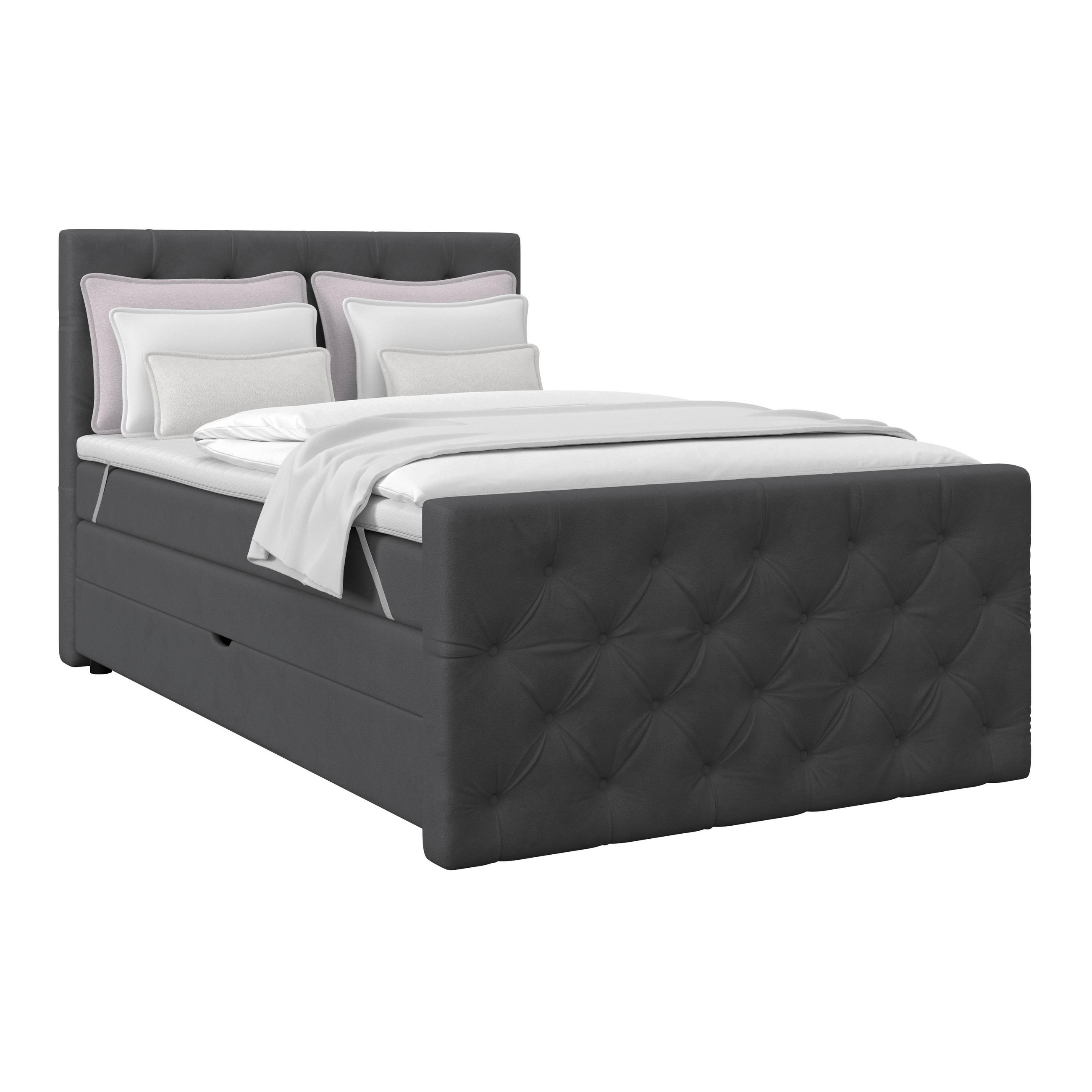 Boxspringbett Elio Graphitfarben 140x200 cm H4