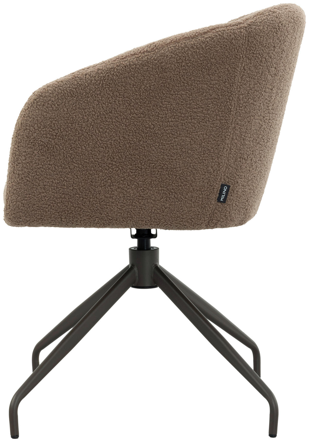 ARMLEHNSTUHL  Sitzfläche 360° drehbar, inklusive Armlehnen, automatische Rückholfunktion Teddystoff  Braun  - Dunkelbraun/Braun, Design, Textil/Metall (59/79/60cm) - Milino