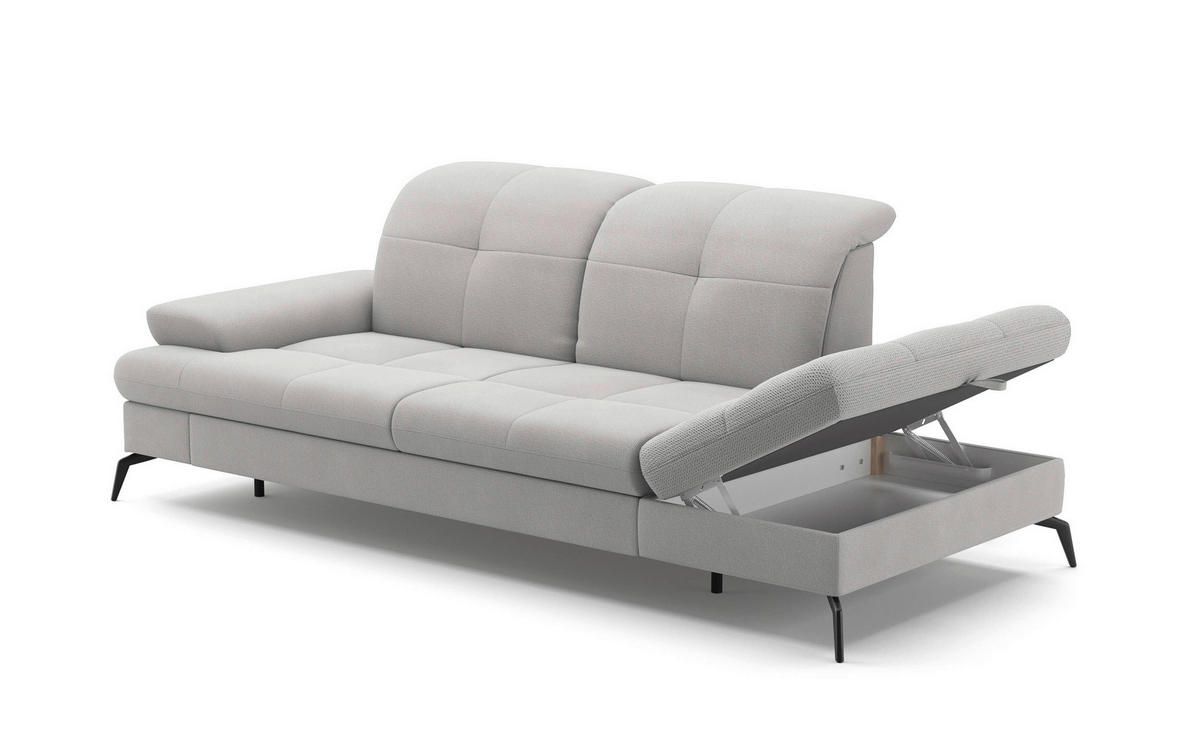 RÉCAMIERE in Flachgewebe Silberfarben  - Silberfarben/Schwarz, Konventionell, Textil/Metall (231/90/122cm) - Sit & More