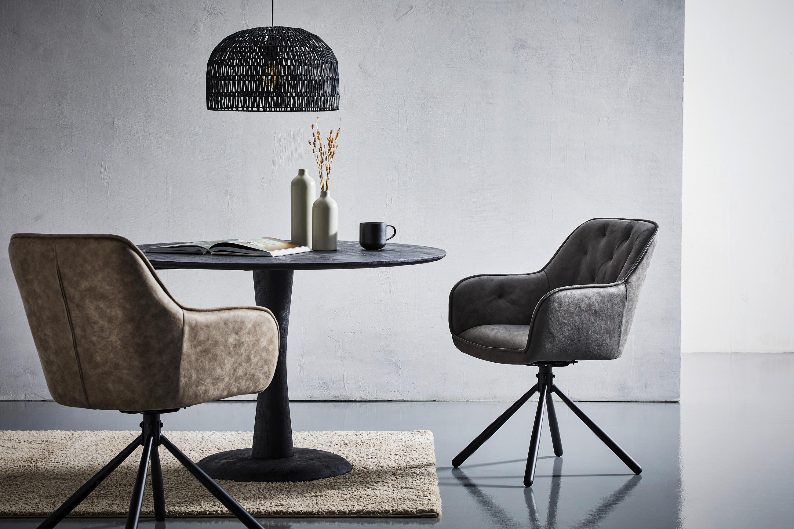 ARMLEHNSTUHL  in Eisen Mikrofaser  - Schwarz/Grau, MODERN, Holz/Textil (61/91/59cm) - Livetastic