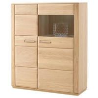 HIGHBOARD  in 107/131/38 cm  - Eichefarben/Silberfarben, Design, Glas/Holz (107/131/38cm) - Livetastic