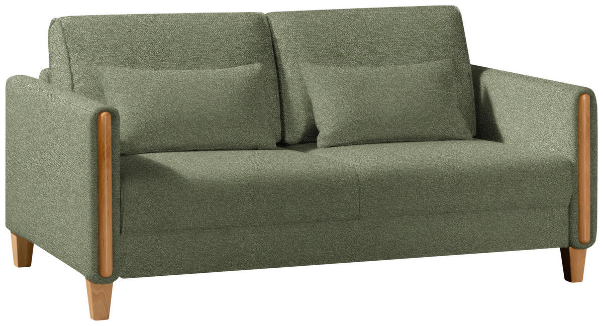 SCHLAFSOFA in Flachgewebe Grün, Buchefarben  - Buchefarben/Grün, Design, Holz/Textil (174/88/104cm) - Niels Andersson