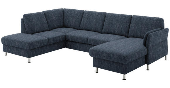 WOHNLANDSCHAFT in Flachgewebe Dunkelblau - Chromfarben/Dunkelblau, KONVENTIONELL, Textil/Metall (200/305/168cm) - Voleo