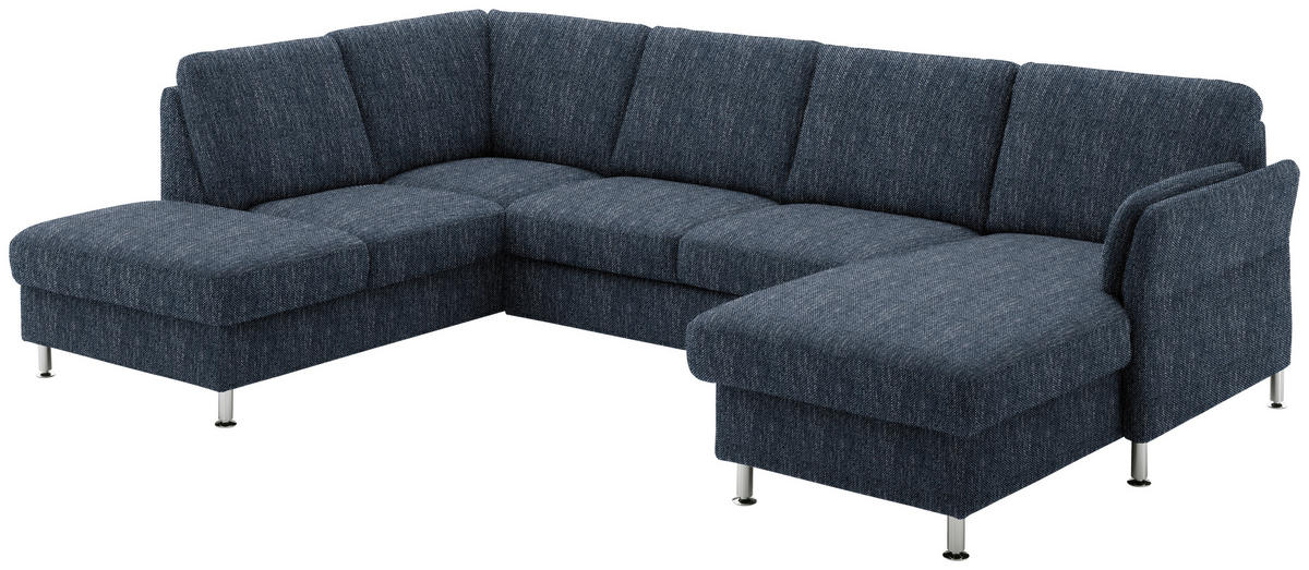 WOHNLANDSCHAFT in Flachgewebe Dunkelblau  - Chromfarben/Dunkelblau, KONVENTIONELL, Textil/Metall (200/305/168cm) - Beldomo System