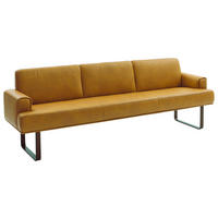 SITZBANK 251/84/67 cm Echtleder Gelb, Bronzefarben Metall  - Gelb/Bronzefarben, Design, Leder/Metall (251/84/67cm) - Musterring