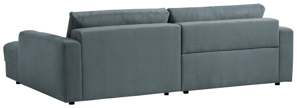 ECKSOFA BOURBON Blaugrau Cord  - Blaugrau/Schwarz, MODERN, Textil (250/176cm) - Trendmanufaktur