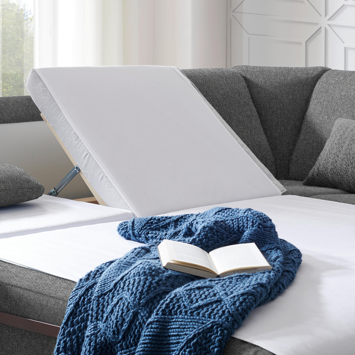 WOHNLANDSCHAFT in Chenille Grau  - Alufarben/Grau, KONVENTIONELL, Kunststoff/Textil (236/323/158cm) - Sedda