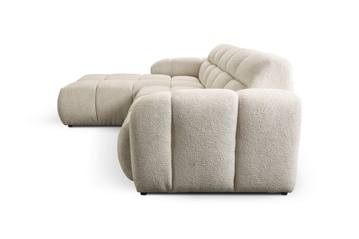ECKSOFA VENTO Creme Bouclé  - Creme/Schwarz, Design, Kunststoff/Textil (175/255cm) - MID.YOU