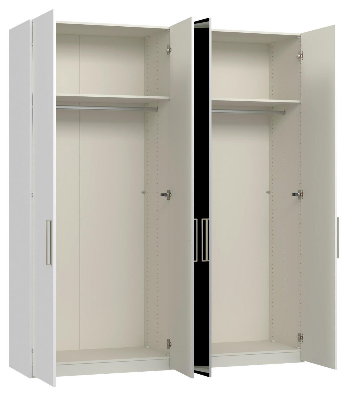 DREHTÜRENSCHRANK 203/236/59 cm,  in Weiß, 4-türig  - Edelstahlfarben/Weiß, Design, Glas/Holzwerkstoff (203/236/59cm) - Jutzler