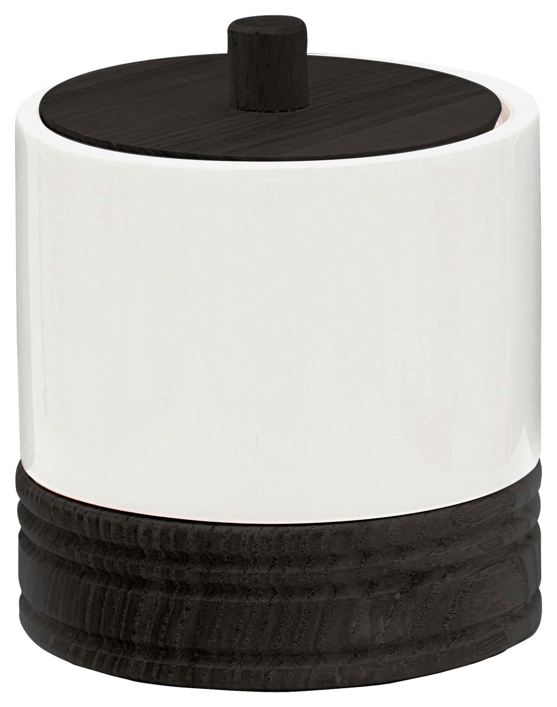 KOSMETIKDOSE Holz, Keramik  - Schwarz/Weiß, Basics, Holz/Keramik (10/12,5cm) - Sadena