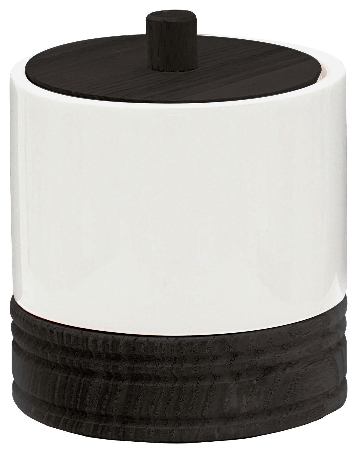 KOSMETIKDOSE Holz, Keramik  - Schwarz/Weiß, Basics, Holz/Keramik (10/12,5cm) - Sadena