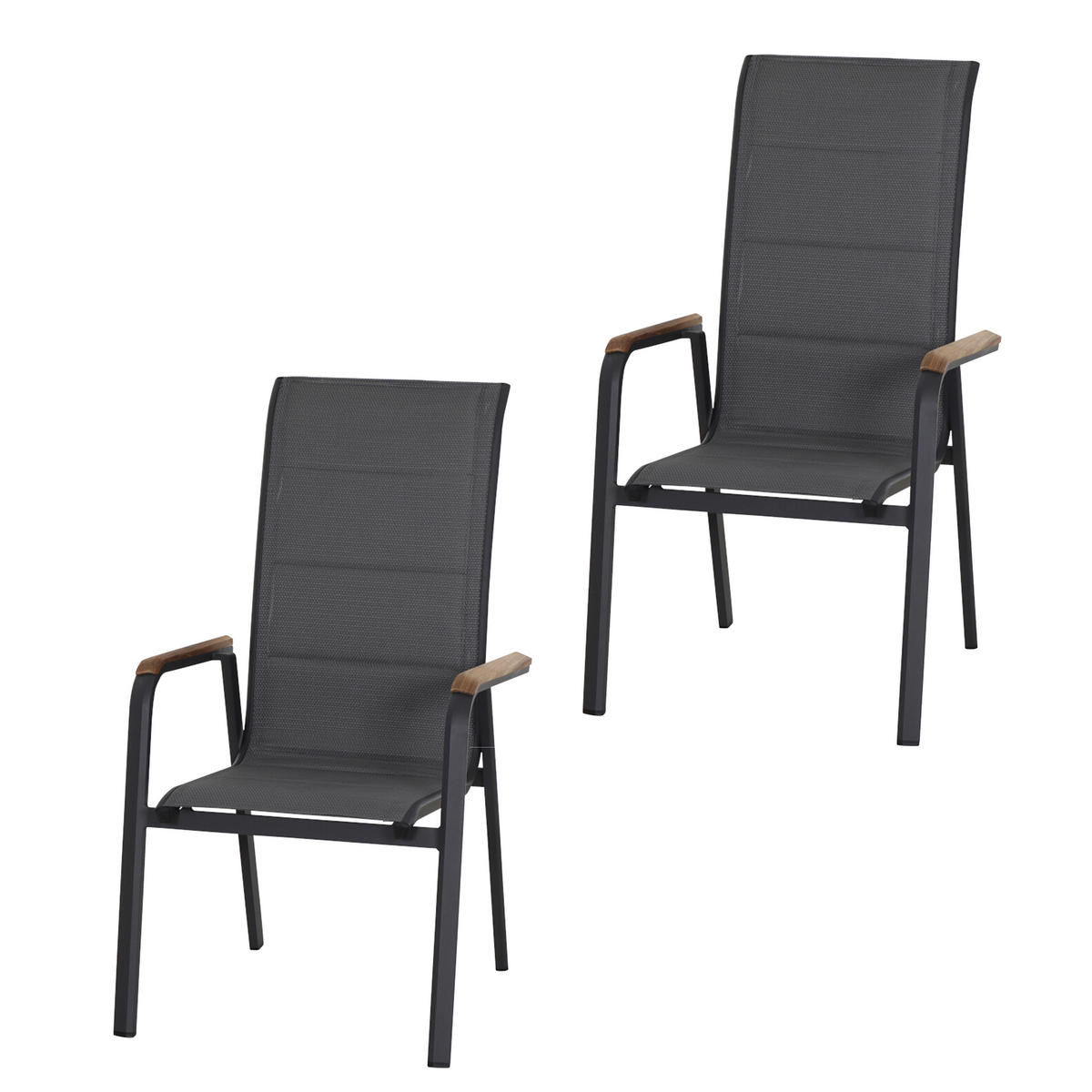KLAPPSESSEL-SET in Holz, Metall, Kunststoff Anthrazit  - Anthrazit, Basics, Holz/Kunststoff (62,5/110/70,5cm) - Siena Garden