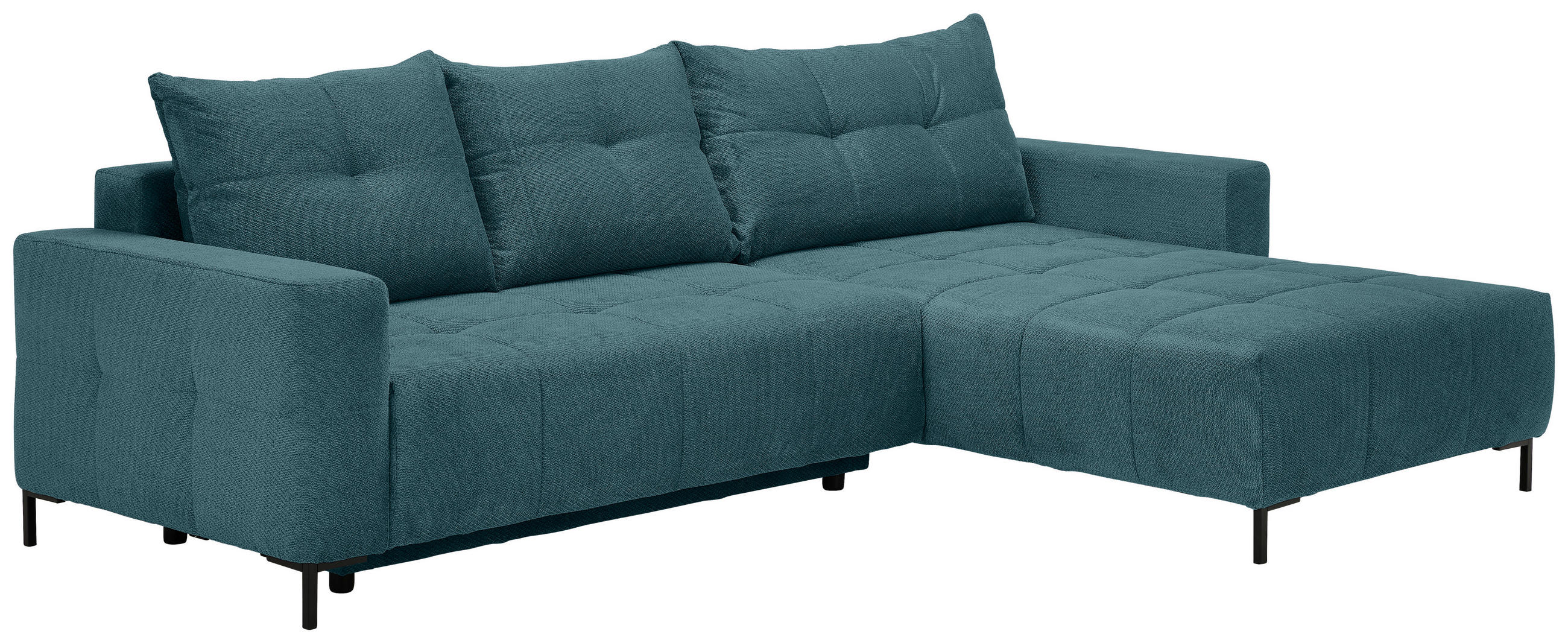 ECKSOFA Petrol Webstoff  - Petrol/Schwarz, KONVENTIONELL, Textil/Metall (292/192cm) - Carryhome