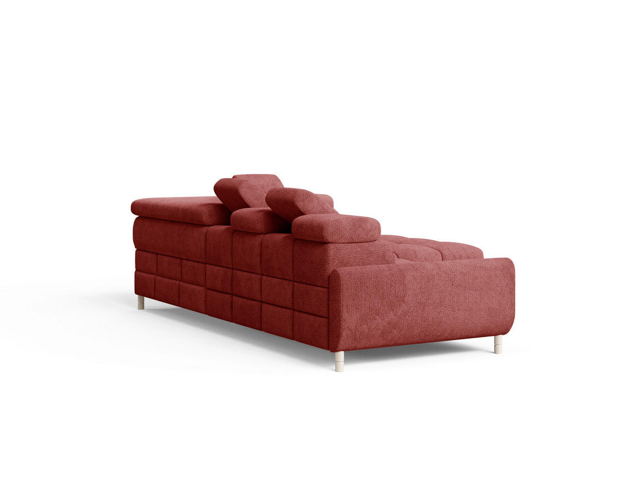ECKSOFA BUN in Bouclé Rot  - Elfenbein/Rot, Design, Holz/Textil (276/209cm) - MID.YOU