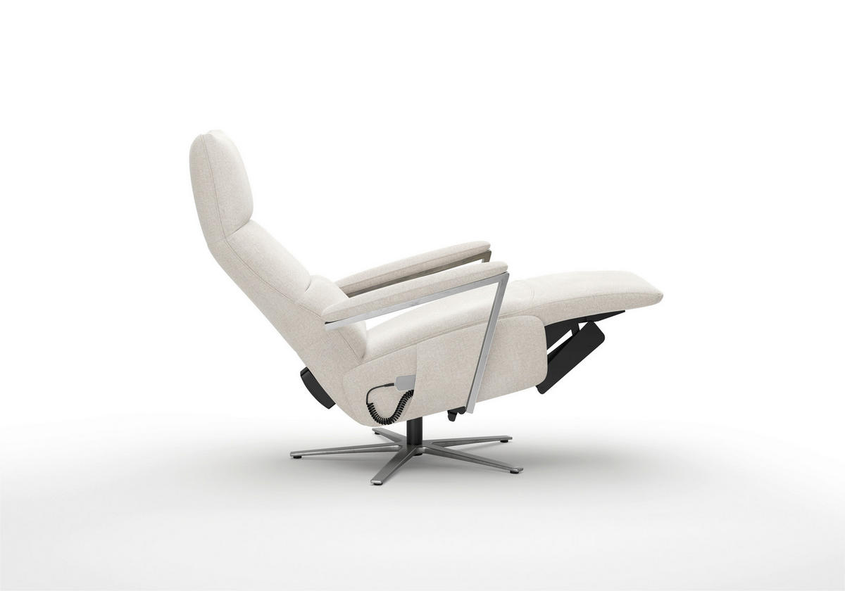 RELAXSESSEL TV VARIO COMFORT E S1 Flachgewebe Kopfteilverstellung, Rücken echt    - Silberfarben/Creme, Basics, Textil/Metall (70/124/85cm) - Sit & More
