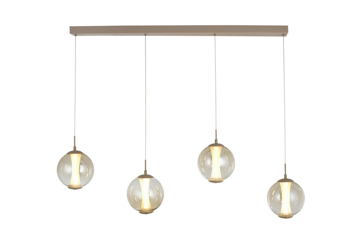 LED-HÄNGELEUCHTE Orleans 120/150/18 cm  - Sandfarben, Design, Glas/Metall (120/150/18cm)
