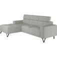 ECKSOFA Greige Chenille  - Greige/Schwarz, KONVENTIONELL, Textil/Metall (178/264cm) - Hom`in