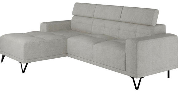 ECKSOFA Greige Chenille - Greige/Schwarz, KONVENTIONELL, Textil/Metall (178/264cm) - Hom`in
