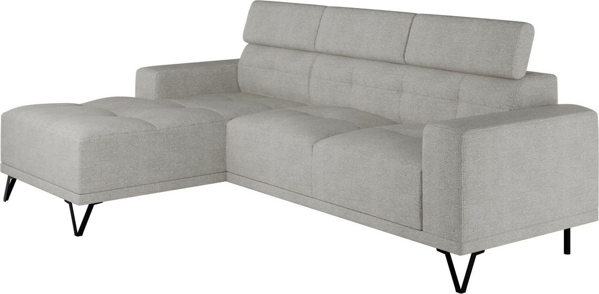 ECKSOFA Greige Chenille  - Greige/Schwarz, KONVENTIONELL, Textil/Metall (178/264cm) - Hom`in