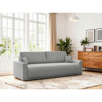 SCHLAFSOFA KIMMY Struktur Hellgrau  inkl. Zierkissen, Rückenkissen, Bettkasten  - Hellgrau/Schwarz, Design, Kunststoff/Textil (234/90/103cm) - P & B
