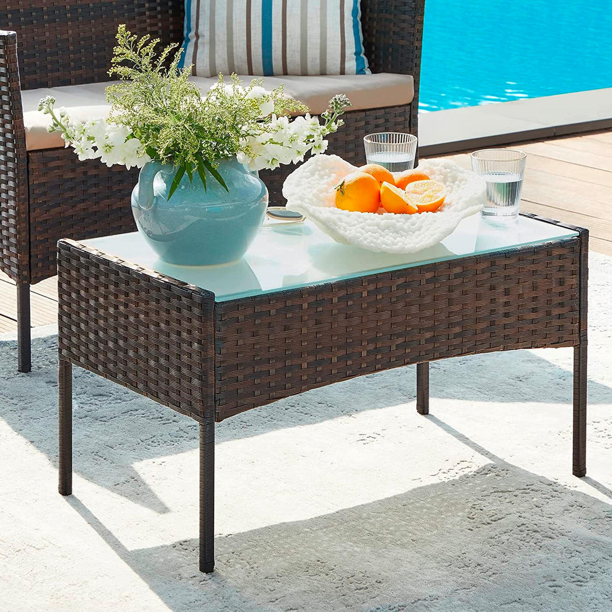 ZAHRADNÍ SADA 4dílné, kov, plast, sklo, textil - tmavě hnědá/béžová, Moderní, kov/textil - Modante