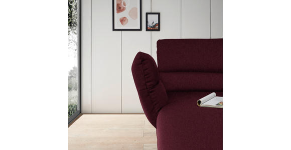ECKSOFA Weinrot Flachgewebe  - Weinrot/Schwarz, Design, Textil/Metall (176-217/279-327cm) - Dieter Knoll