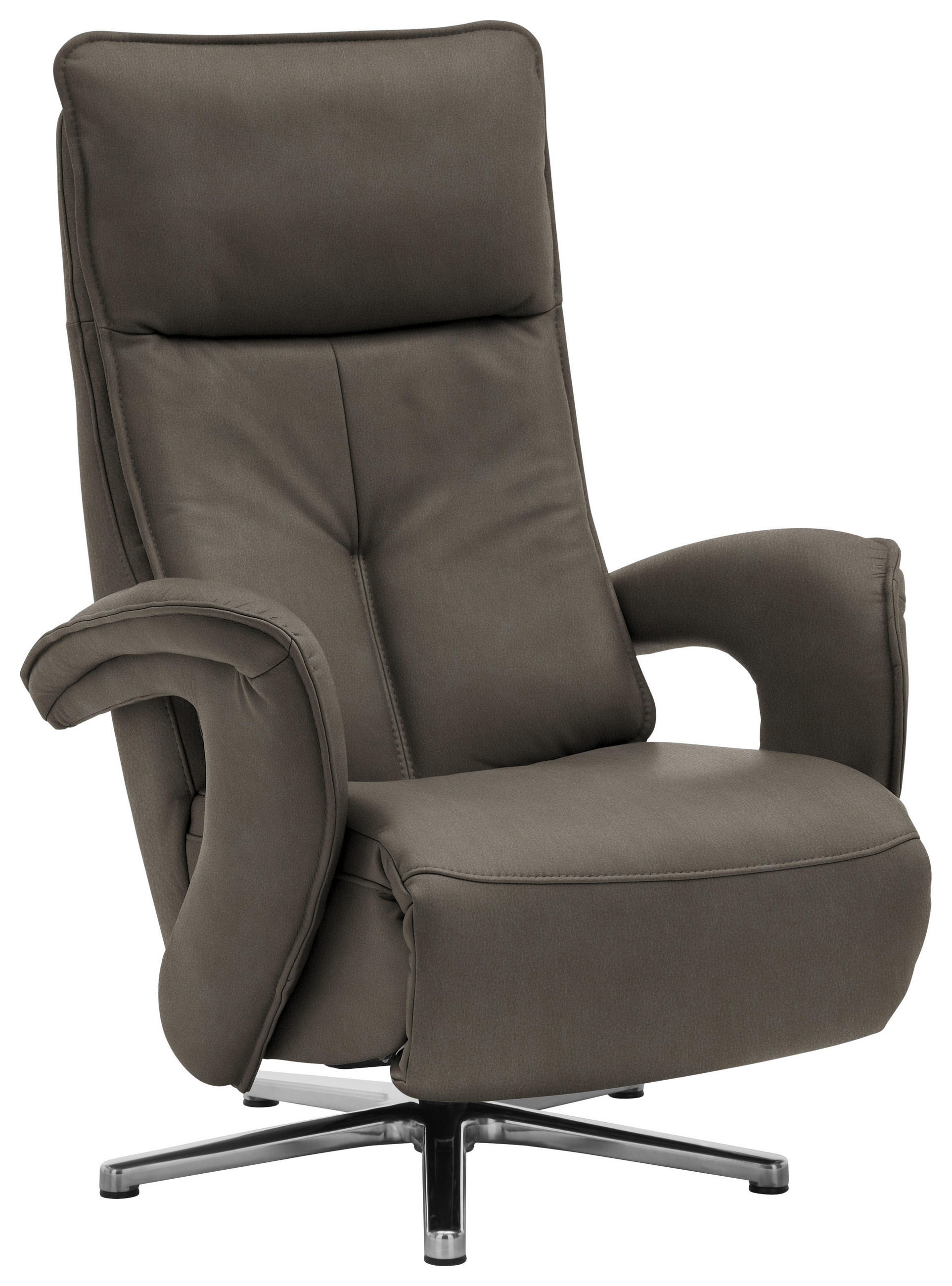RELAX FOTEL - krómszínű/szürkésbarna, Design, bőr/fém (77/110/87cm) - Valdera