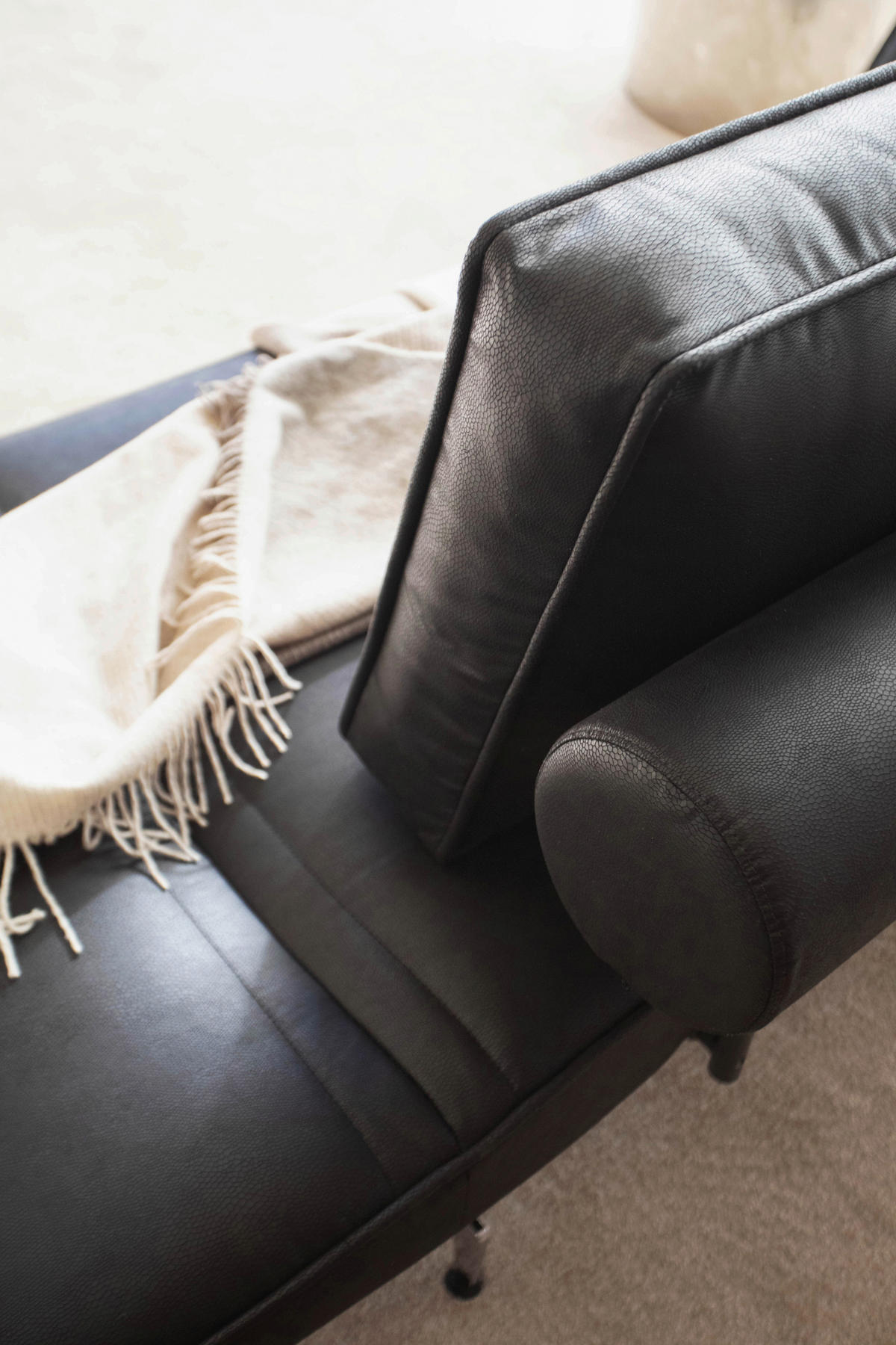 SCHLAFSOFA Lederlook Schwarz  - Chromfarben/Schwarz, Design, Textil/Metall (178/83/93cm) - Niels Andersson