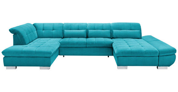 WOHNLANDSCHAFT  in Mikrofaser Türkis  - Türkis/Chromfarben, Design, Kunststoff/Textil (211/350/204cm) - Xora