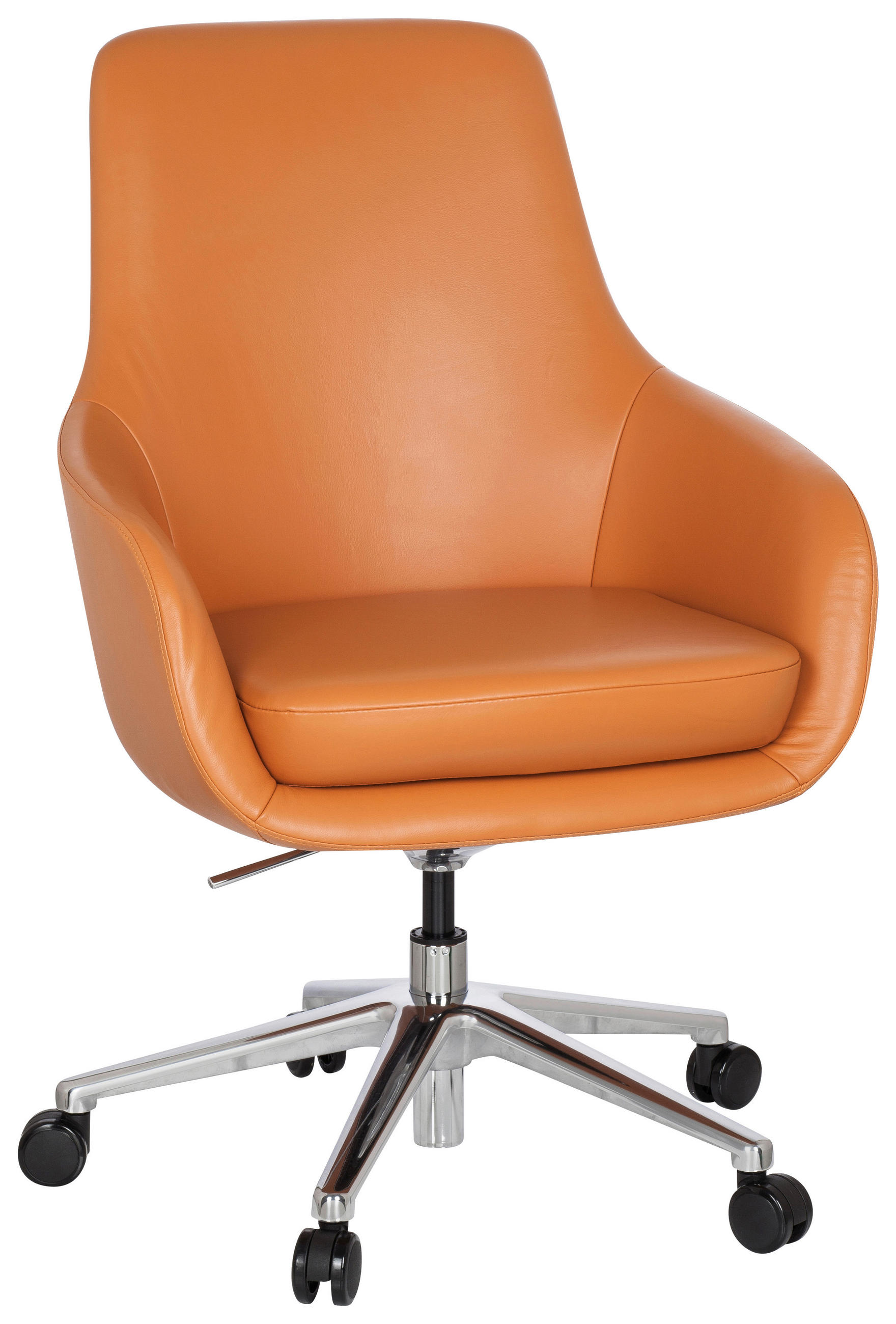 SNURRSTOL  i läderimitation orange  - orange/aluminiumfärg, Modern, metall/läder (65/104/54cm) - MID.YOU