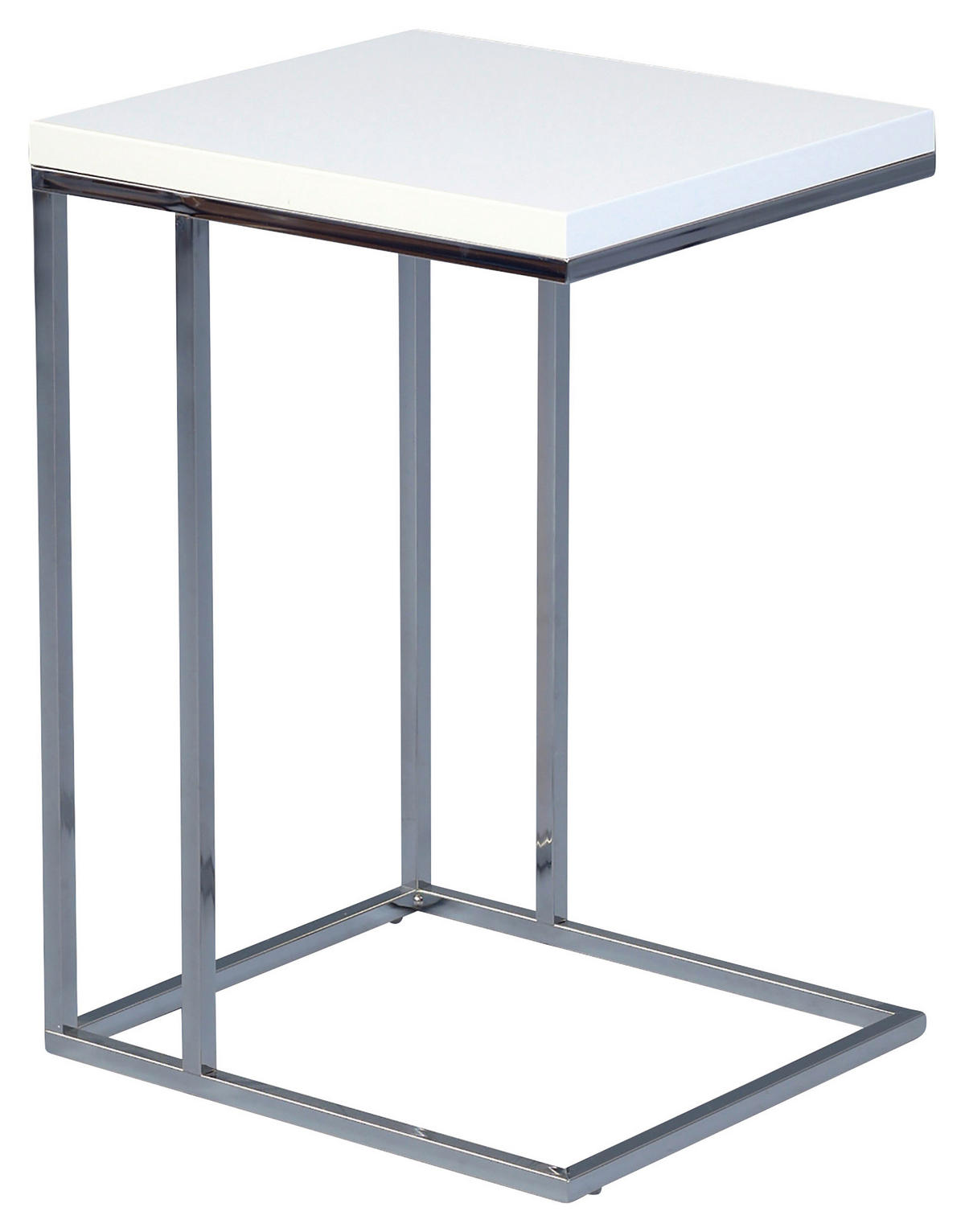 BEISTELLTISCH 43/38/62,5 cm Weiß, Chromfarben rechteckig  - Chromfarben/Weiß, Design, Metall (43/38/62,5cm)